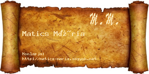 Matics Mária névjegykártya