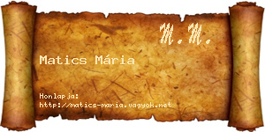 Matics Mária névjegykártya